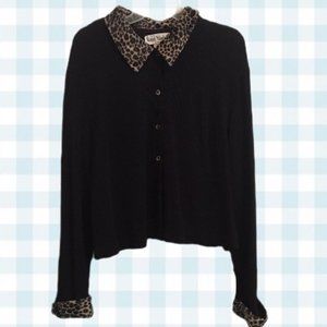 Ronni Nicole II by Ouida black cardigan cheetah